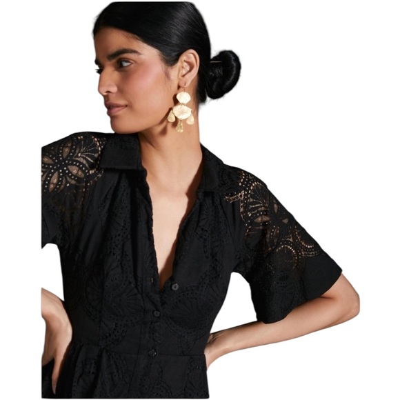 Anthropologie Maeve Black dress eyelid Lace Dress open back - mordernwear.com Anthropologie Maeve Black dress eyelid Lace Dress open back - mordernwear.com